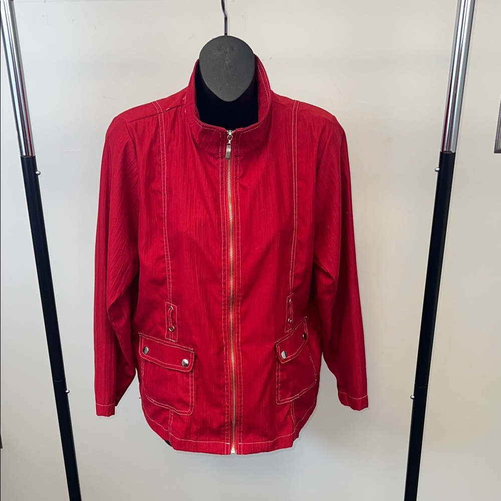 BonWorth Red Women's Lightweight Jacket With Silver Accents Size XS-Petite